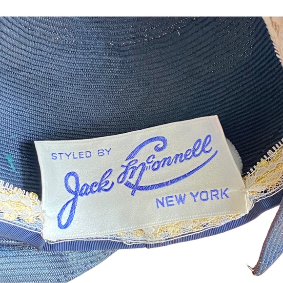 Jack McConnell New York Red Feather “One of a Kind” Navy Straw Hat - Picture 5 of 12